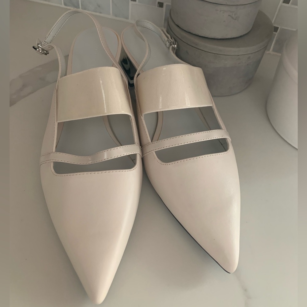 Charles & Keith Cream Slingback w/Silver Heel